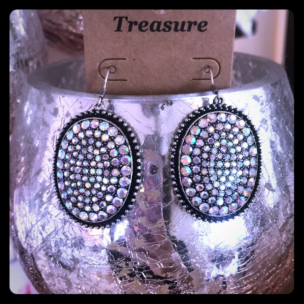 Brand new with tags- bling oval drop earrings